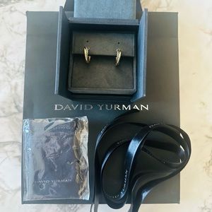 David Yurman Crossover Hoop Earrings in Sterling Silver with 18k Yellow Gold